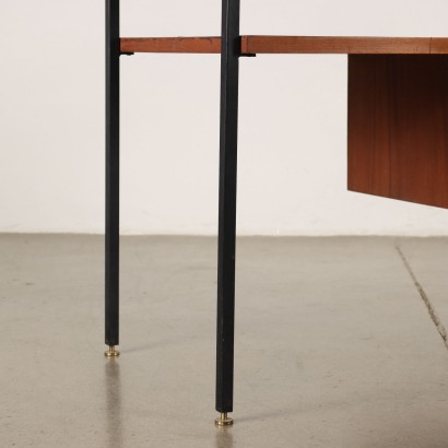Vintage Desk Italy 1960s Veneered Wood Enameled Metal