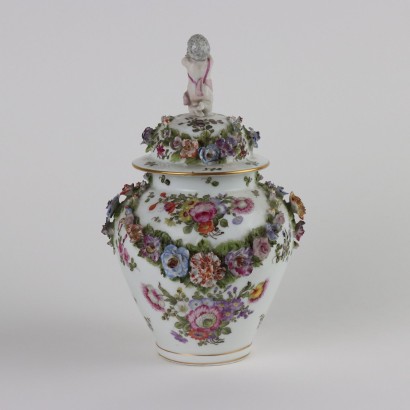 Antiquitäten, Vase, Vase Antiquitäten, antike Vase, antike italienische Vase, antike Vase, neoklassizistische Vase, Vase aus dem 19. Jahrhundert, Vase mit Porzellandeckel