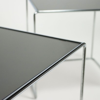 Pair of Coffee Tables Chromed Metal Italy 1970s