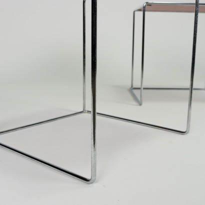Pair of Coffee Tables Chromed Metal Italy 1970s