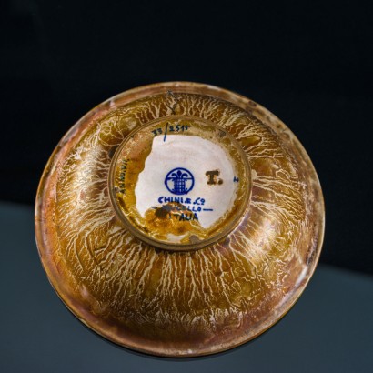 modernariato, modernariato di design, ceramica, ceramica modernariato, ceramica di modernariato, ceramica italiana, ceramica vintage, ceramica anni '60, ceramica design anni 60,Ciotola in Maiolica Policroma a Lustri%2