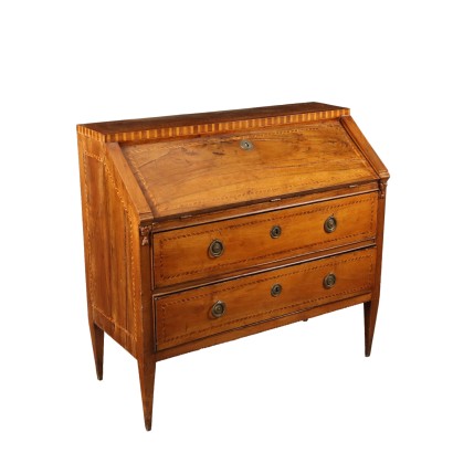 Abattant Ancien Louis XVI Italie '700 Meuble Noyer Bois Gravé Pin