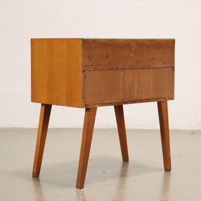 Table de Chevet Vintage Italie Années 50-60 Étagère Verre Bois Plaqué