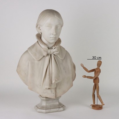 Buste Ancien de Femme Marbre Blanc Luigi Agliati Italie \'800 Sculpture