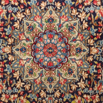 Vintage Kerman Teppich Iran 242x143 cm Baumwolle Wolle Großer Knoten