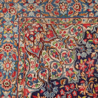 Vintage Kerman Teppich Iran 242x143 cm Baumwolle Wolle Großer Knoten