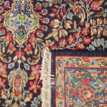 Vintage Kerman Teppich Iran 242x143 cm Baumwolle Wolle Großer Knoten