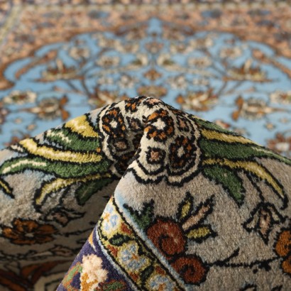 Vintage Kum Carpet Iran 65x42 In Cotton Wool Fine Knot 1980s