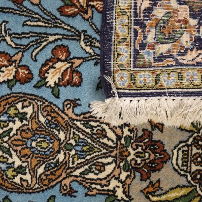 Vintage Kum Carpet Iran 65x42 In Cotton Wool Fine Knot 1980s