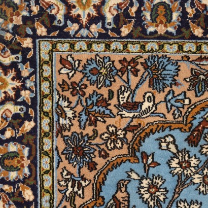Vintage Kum Carpet Iran 65x42 In Cotton Wool Fine Knot 1980s