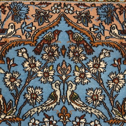 Vintage Kum Carpet Iran 65x42 In Cotton Wool Fine Knot 1980s
