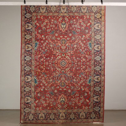 Vintage Tabriz Carpet 114x79 In Cotton Wool Big Knot 1990s