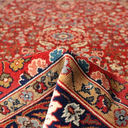 Vintage Tabriz Carpet 114x79 In Cotton Wool Big Knot 1990s