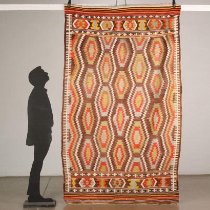 Tapis Vintage Kilim Turquie 260x155 cm Coton Noeud Fin Années 50