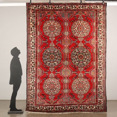 Vintage Malayer Teppich Iran 295x210 cm Baumwolle Wolle Großer Knoten