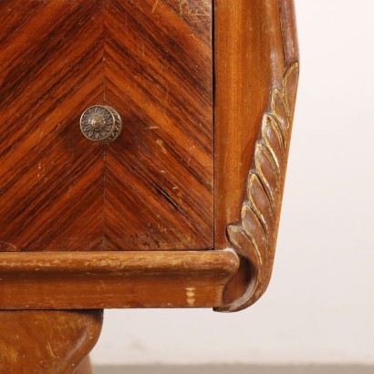 Commode Vintage Italie Années 50-60 Bois Plaqué Plateau en Verre