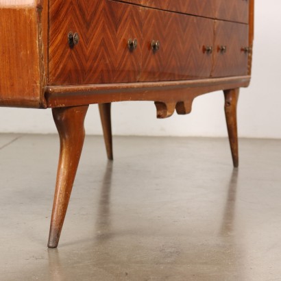 Commode Vintage Italie Années 50-60 Bois Plaqué Plateau en Verre