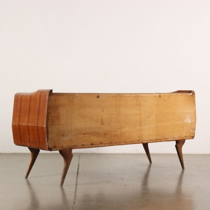 Commode Vintage Italie Années 50-60 Bois Plaqué Plateau en Verre