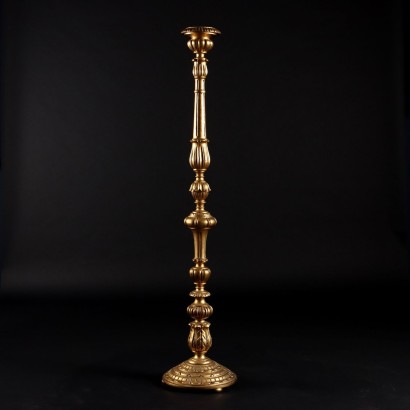 Bougeoir Ancien Néoclassique Italie '900 Bougeoir Bois Gravé