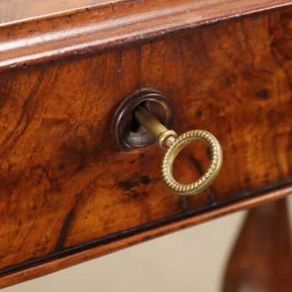Table de Travail Ancienne Umbertino Italie \'800 Bois Plaqué