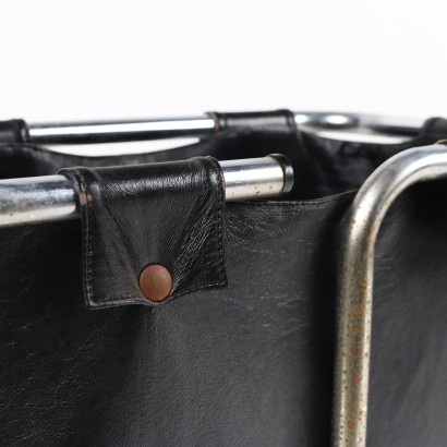 Porte-Revues Vintage Cuir Métal Italie Années 60