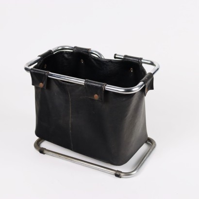 Porte-Revues Vintage Cuir Métal Italie Années 60
