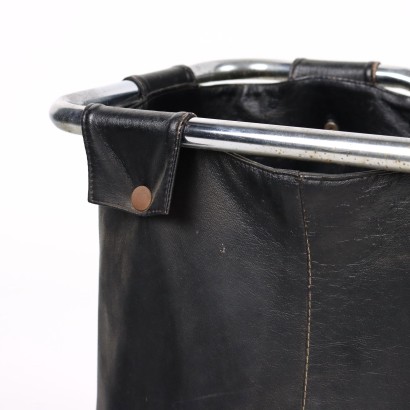 Porte-Revues Vintage Cuir Métal Italie Années 60