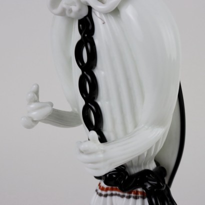 modernariato, modernariato di design, scultura, scultura modernariato, scultura di modernariato, scultura italiana, scultura vintage, scultura anni '60, scultura design anni 60,Coppia di Figurine in Vetro Lattimo ne