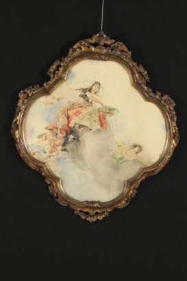 arte, ottocento, arte ottocentesca, 800, Mose di Giosue Bianchi (1840-1904), mose bianchi, acquarello, flora e amorini