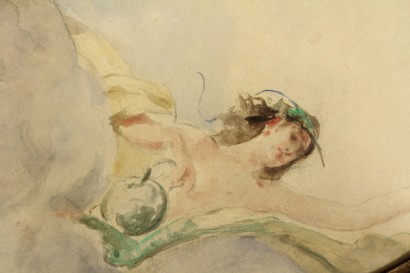 arte, ottocento, arte ottocentesca, 800, Mose di Giosue Bianchi (1840-1904), mose bianchi, acquarello, flora e amorini