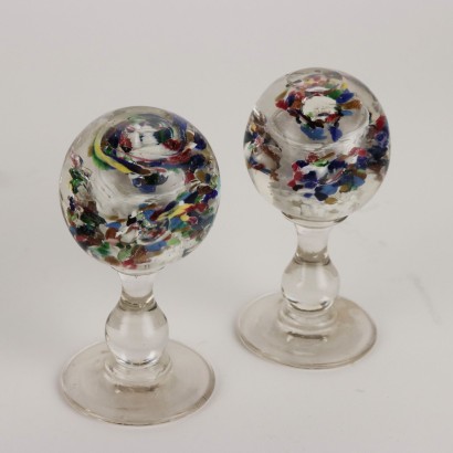 modernariato, modernariato di design, oggettistica, oggettistica modernariato, oggettistica di modernariato, oggettistica italiana, oggettistica vintage, oggettistica anni '60, oggettistica design anni 60,Coppia di Bottiglie e Fermacarte in Ve
