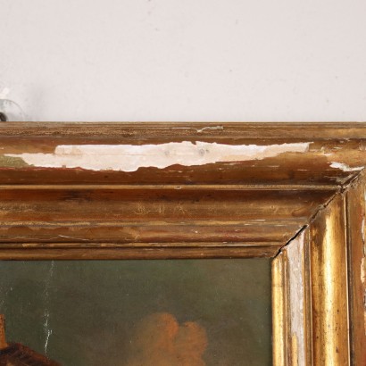 Antikes Gemälde Landschaft Architektur Öl auf Leinwand Bild Rahmen