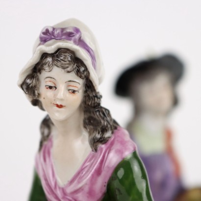 Paar Antike Porzellanfiguren Frankreich \'800 Antike Keramiken