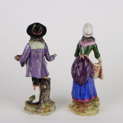 Paar Antike Porzellanfiguren Frankreich \'800 Antike Keramiken