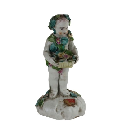 Sculpture en Porcelaine Blanche Europe '800 Fleurs Colorées