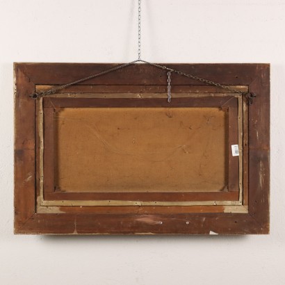 Kunst, italienische Kunst, italienische Malerei des 19. Jahrhunderts, Landschaftsmalerei mit Gebäuden und , Landschaft mit Gebäuden und Tieren