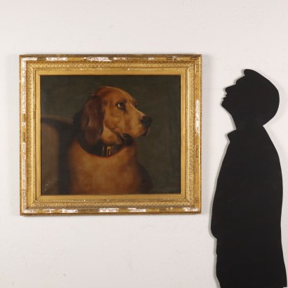 Kunst, italienische Kunst, italienische Malerei des 20. Jahrhunderts, Malerei mit Hundeporträt, "Odin A Bloodhound" %2