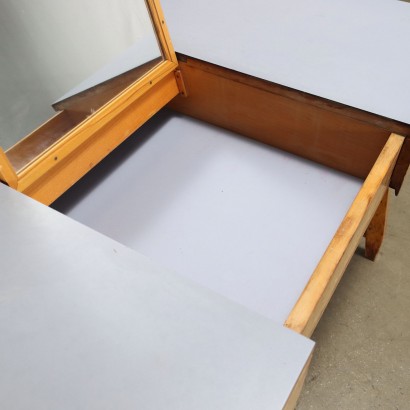 Vintage Writing Desk Italy 1950s Solid Oak Wood Openable Top