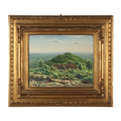 Tableau Ancien Paysage Vittorio Bonatti Huile sur Carton Tableau '900