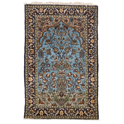 Vintage Kum Teppich Iran 165x107 cm Baumwolle Wolle Feiner Knoten