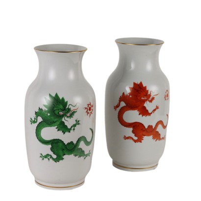 Coppia di Vasi in Porcellana di Meissen