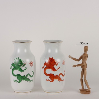 antiquariato, vaso, antiquariato vasi, vaso antico, vaso antico italiano, vaso di antiquariato, vaso neoclassico, vaso del 800,Coppia di Vasi in Porcellana di Meisse