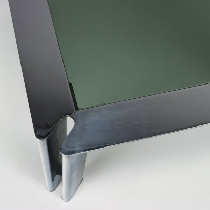 Vintage Coffee Tables Italy 60s-70s Chromed Metal Smoked Glass