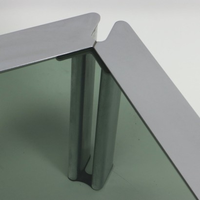 Vintage Coffee Tables Italy 60s-70s Chromed Metal Smoked Glass