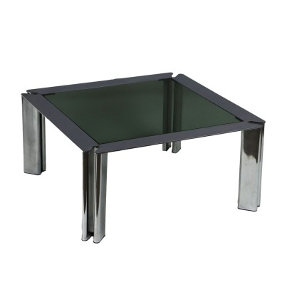 Vintage Couchtisch Italien 60er-70er Jahre Verchromtes Metall Glas