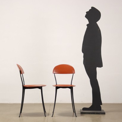 Group of 8 Chairs Zanotta Tonietta 2090 Leather Italy 1980s