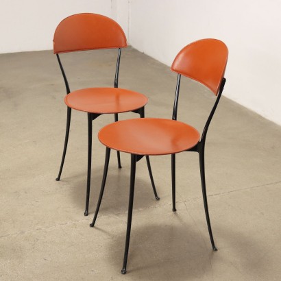 Group of 8 Chairs Zanotta Tonietta 2090 Leather Italy 1980s