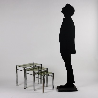 Group of 3 Coffee Tables Glass Italy 1970s