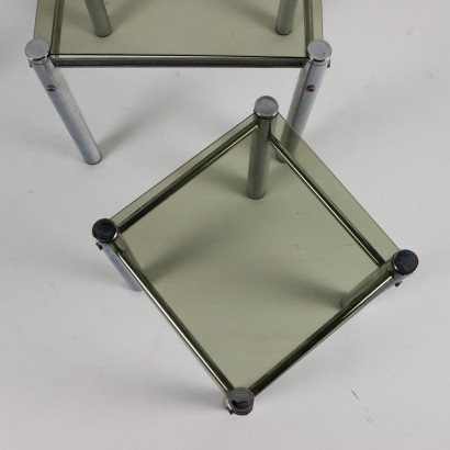 Group of 3 Coffee Tables Glass Italy 1970s