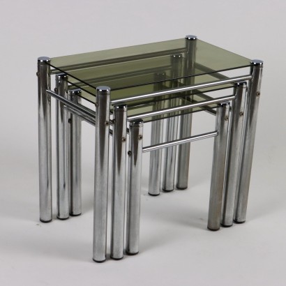 Group of 3 Coffee Tables Glass Italy 1970s